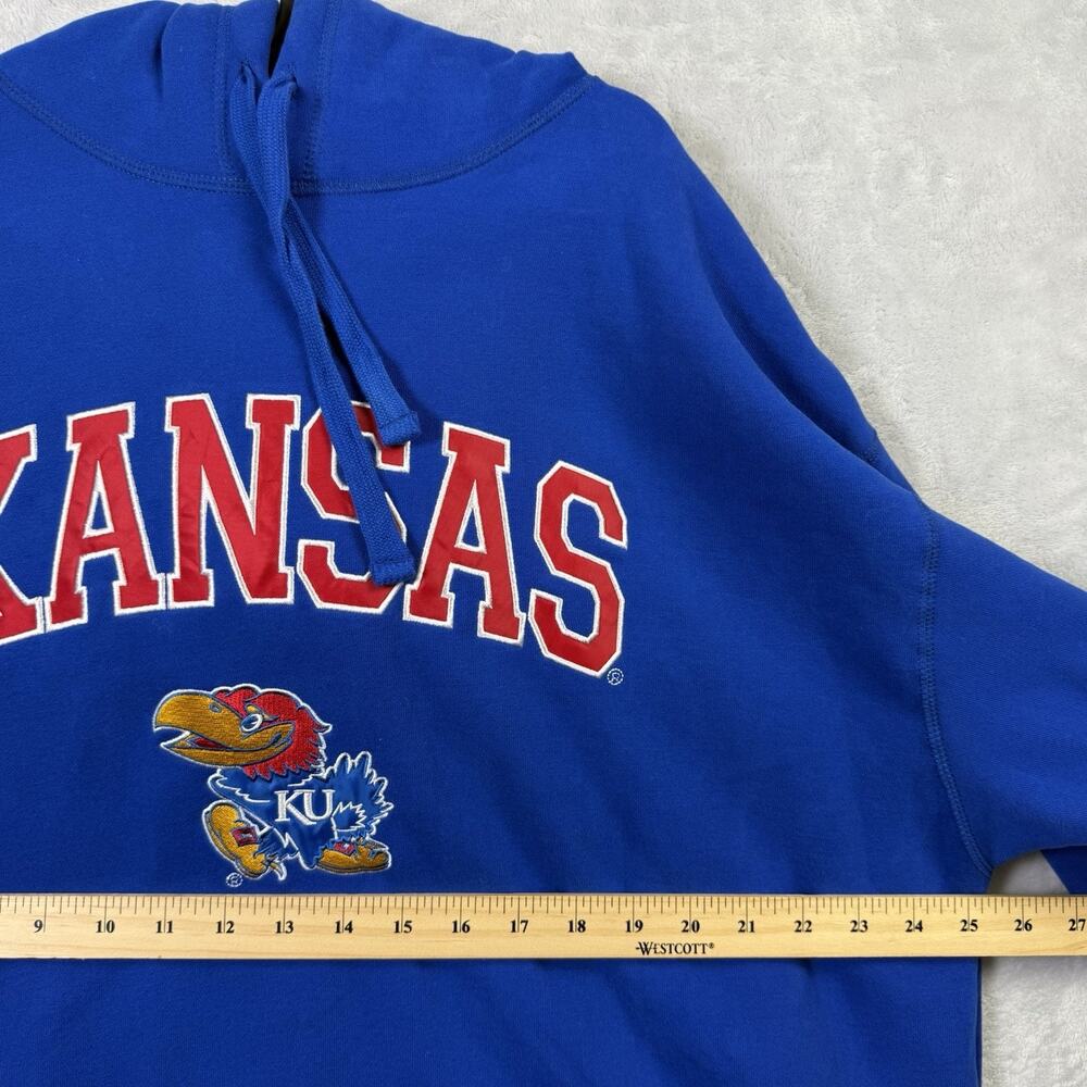 Kansas Jayhawks Hooded Sweatshirts Men's XL Blue Soft Campus Drive Embroidered - Picture 8 of 14